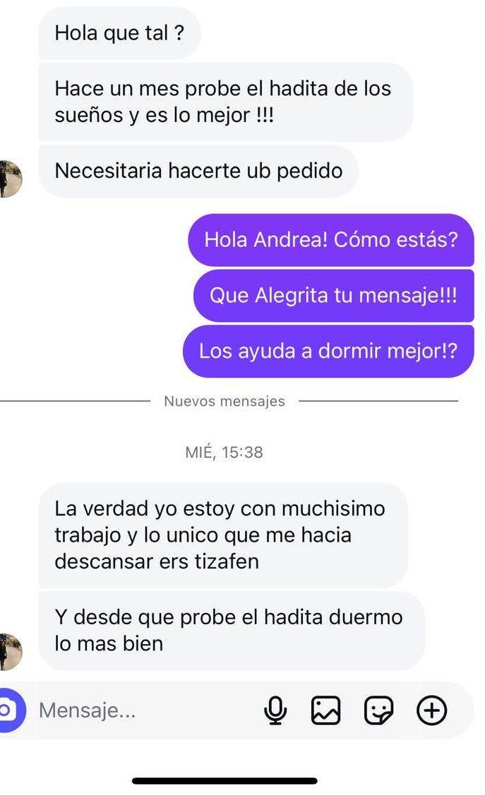 Reseña de cliente sobre productos de descanso
