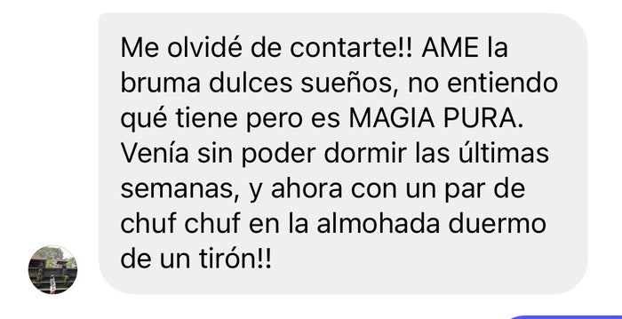 Reseña de cliente sobre Bruma Dulces Sueños