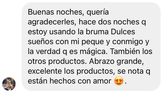 Reseña de cliente sobre Bruma Dulces Sueños