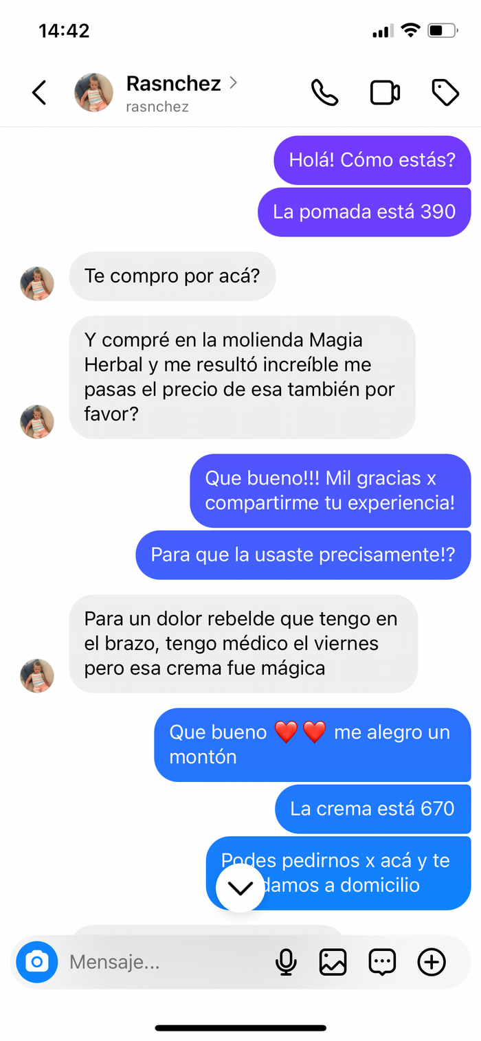 Reseña de cliente sobre Crema Magia Herbal