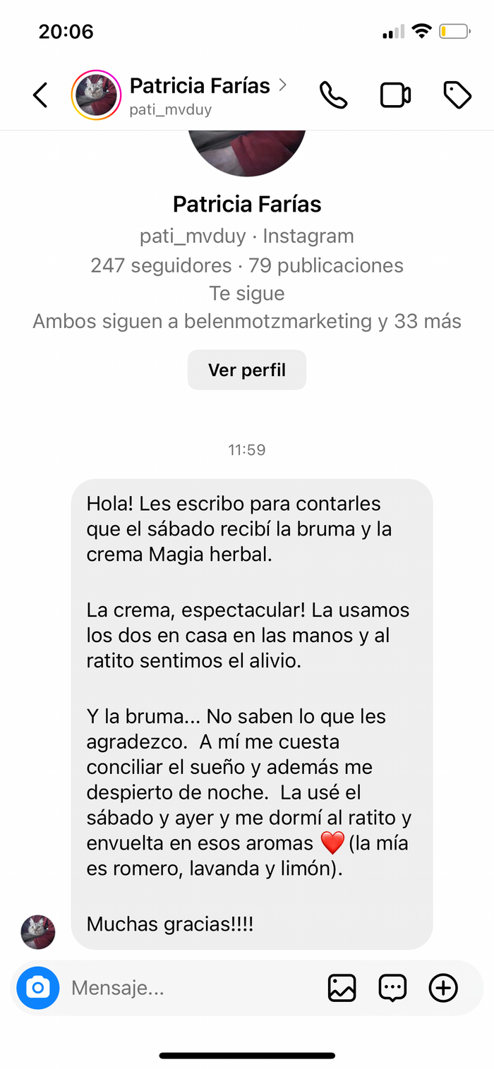 Reseña de cliente sobre Crema Magia Herbal
