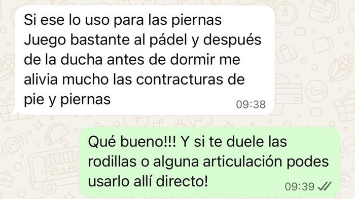 Reseña de cliente sobre alivio de rodillas