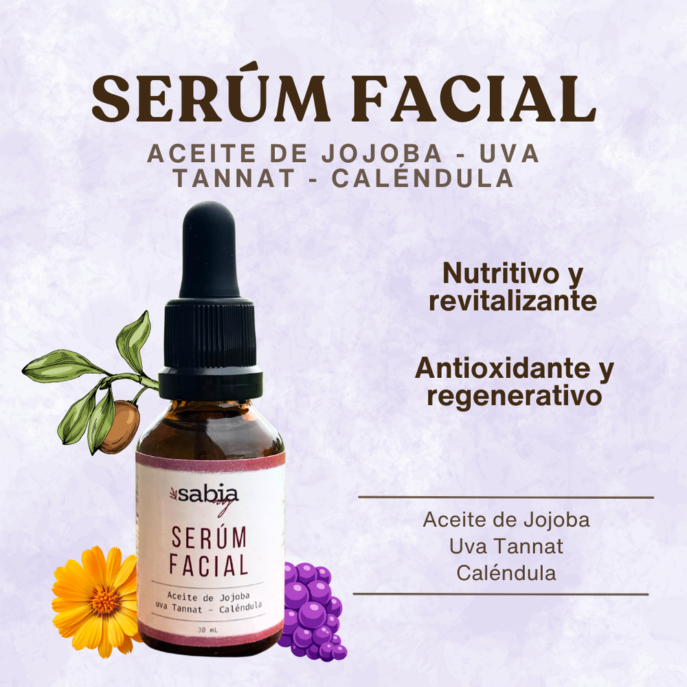Sérum facial nutritivo ~ Jojoba, uva Tannat & Caléndula