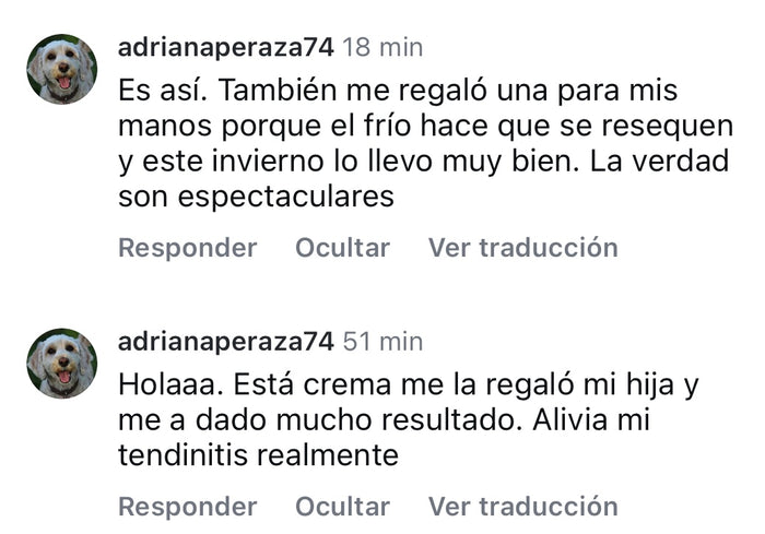 Reseña de cliente sobre Crema de Manos