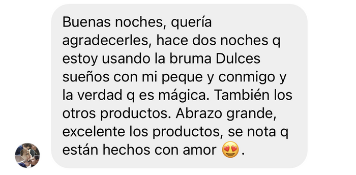 Reseña de cliente sobre Bruma Dulces Sueños