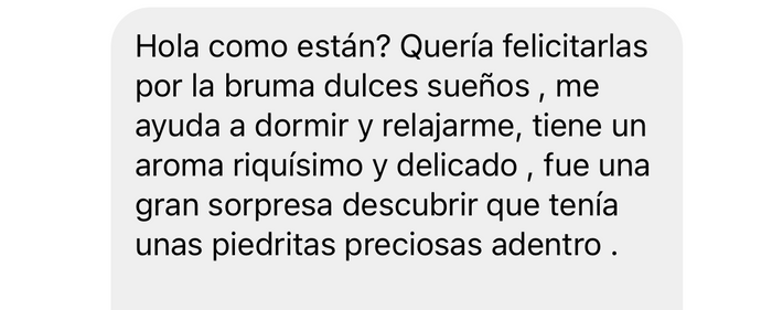 Reseña de cliente sobre Bruma Dulces Sueños