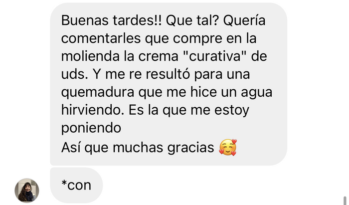 Reseña de cliente sobre Pomada Curativa